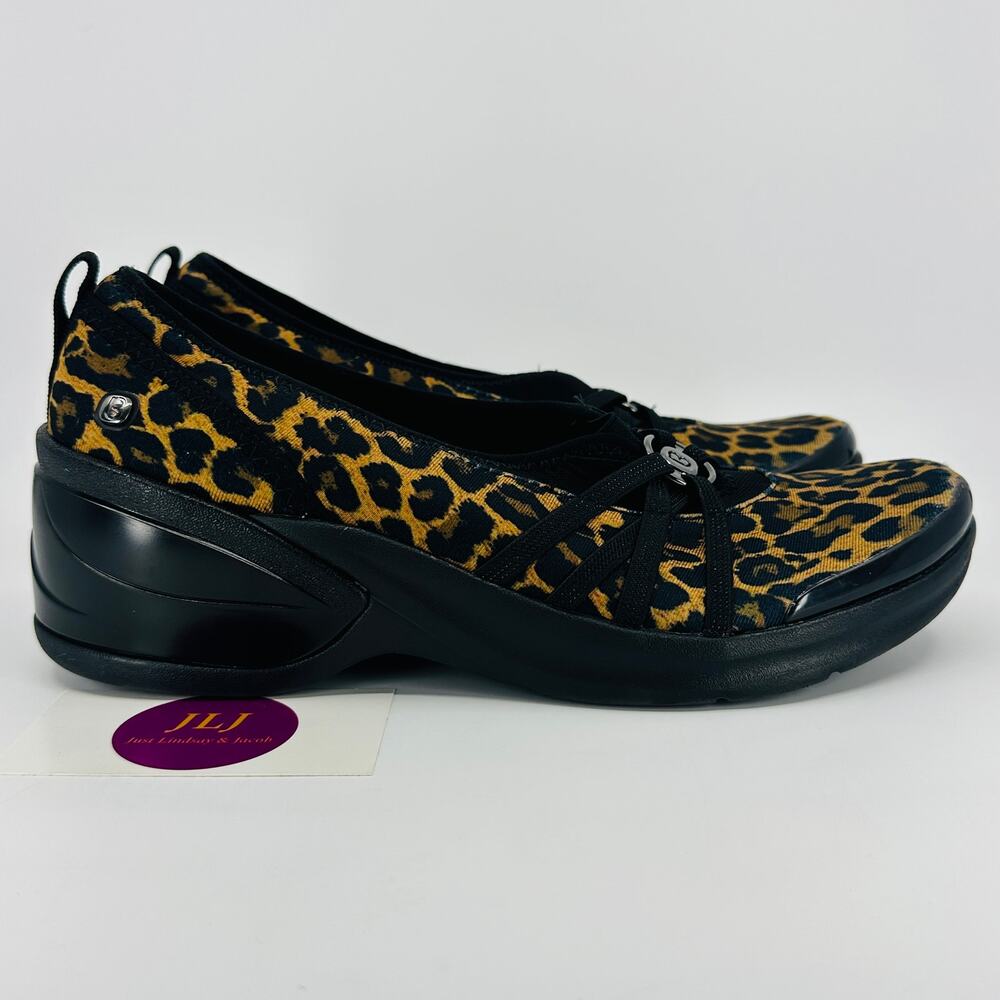 BZees Women's Melody Leopard Print Slip-On Comfort Wedge Sneakers Size 9